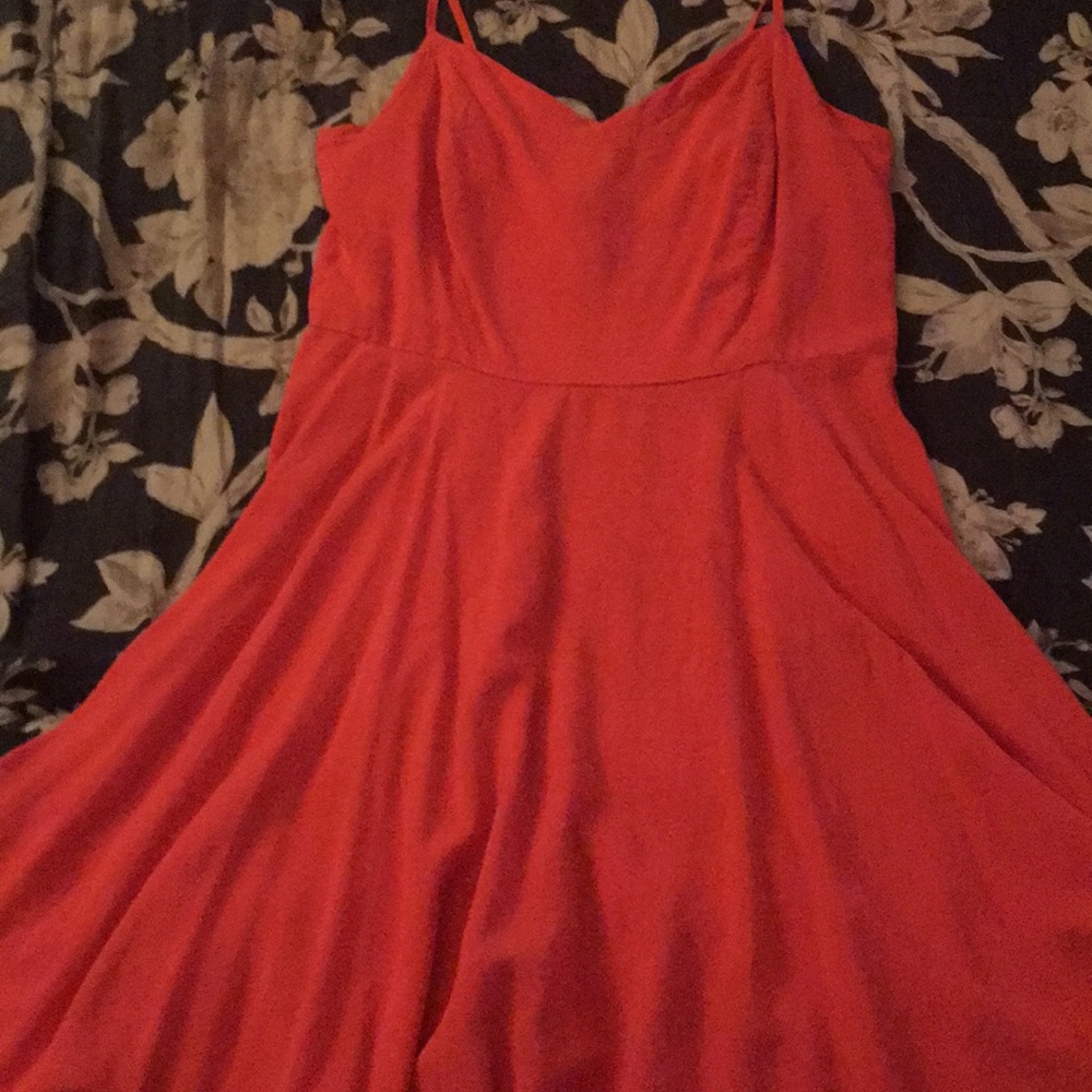 Red spaghetti strap sun dress